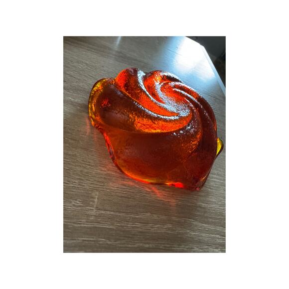 Vintage Amberina Glass Swirl Dish – Retro Orange Red - Picture 11 of 11